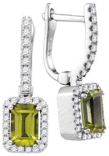 14KT White Gold 0.30CTW-Diamond 0.50(MIN)CT PERIDOT EARRINGS