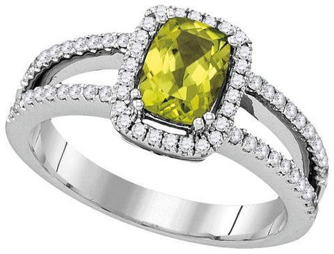 14KT White Gold 0.31CTW-Diamond 0.70(MIN)CT PERIDOT RING