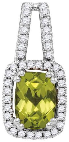 14KT White Gold 0.18CTW-Diamond 0.70(MIN)CT PERIDOT PENDANT