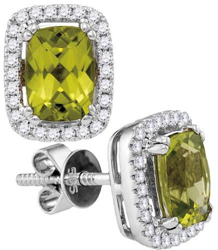 14KT White Gold 0.21CTW-Diamond 0.70(MIN)CT PERIDOT EARRINGS