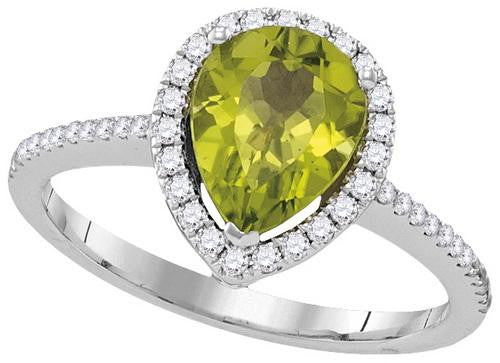 14KT White Gold 0.24CTW-Diamond 1.30(MIN)CT PERIDOT RING