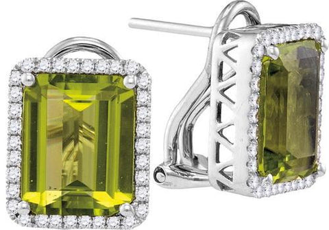 14KT White Gold 0.32CTW-Diamond 5.30(MIN)CT PERIDOT EARRINGS