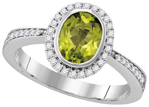 14KT White Gold 0.29CTW-Diamond 1.00(MIN)CT PERIDOT RING