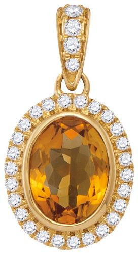 14KT Yellow Gold 0.17CT-Diamond 0.95(MIN)CT CITRINE PENDANT