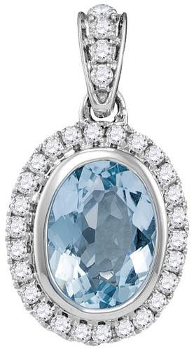 14KT White Gold 0.17CTW-Diamond 0.87(MIN)CT AQUA PENDANT