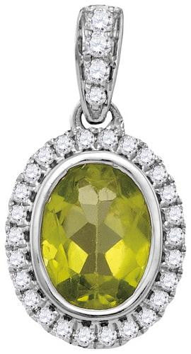 14KT White Gold 0.17CTW-Diamond 1.00(MIN)CT PERODOT PENDANT