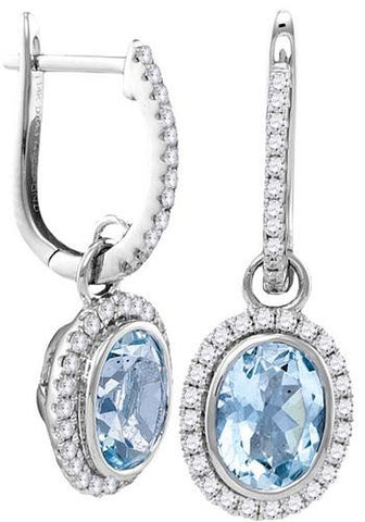 14KT White Gold 0.42CTW-Diamond 0.87(MIN)CT AQUA EARRINGS