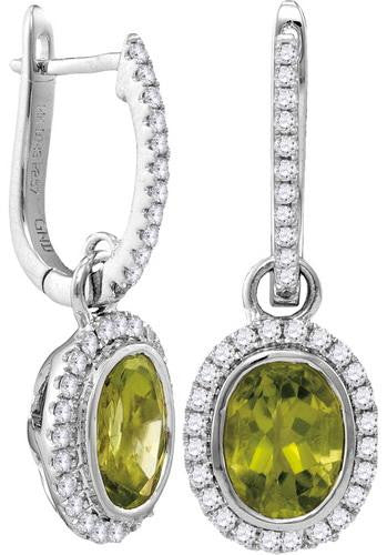 14KT White Gold 0.42CTW-Diamond 1.00(MIN)CT PERIDOT EARRINGS