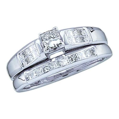 14KT White Gold 0.50CTW DIAMOND LADIES BRIDAL SET WITH 0.20CT PRINCESS CENTER