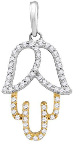 10KT White Gold Two Tone 0.18CTW DIAMOND FASHION PENDANT