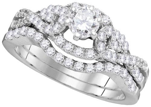 14KT White Gold 1.03CT DIAMOND 0.35CTW CRD DIA BRIDAL SET