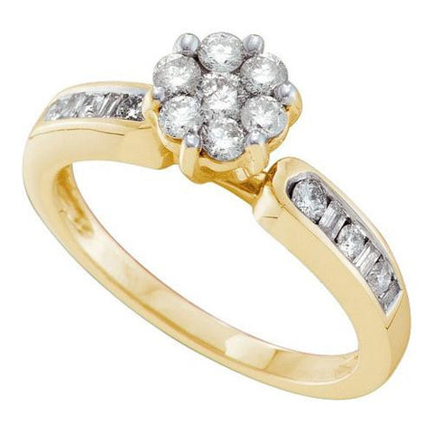 14KT Yellow Gold 0.50CTW  DIAMOND FLOWER RING