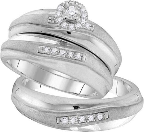 10KT White Gold 0.20CTW DIAMOND TRIO SET