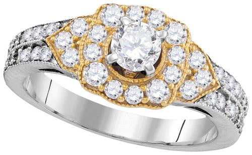 14KT White Gold Two Tone 1.03CTW DIAMOND 0.35CTW CRD DIA BRIDAL RING