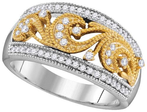 10KT White Gold Two Tone 0.36CTW DIAMOND FASHION RING