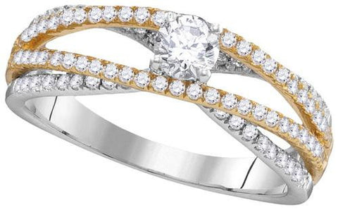 14KT White Gold Two Tone 0.78CTW DIAMOND FASHION RING