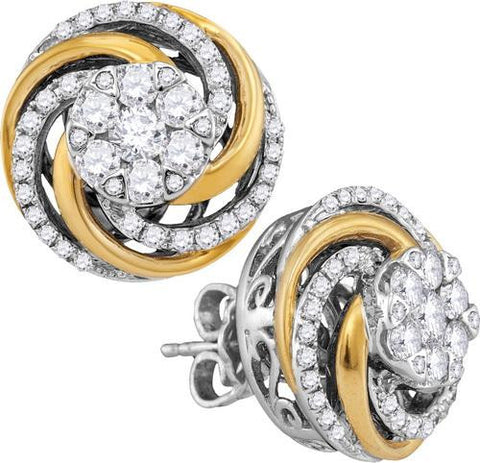 10KT White Gold Two Tone 1.02CTW DIAMOND FASHION EARRING