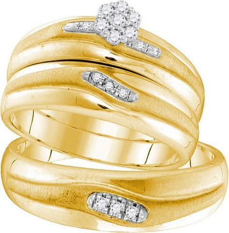 10K Yellow-gold 0.17CTW DIAMOND TRIO SET