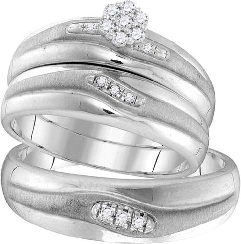 10KT White Gold 0.17CTW DIAMOND TRIO SET