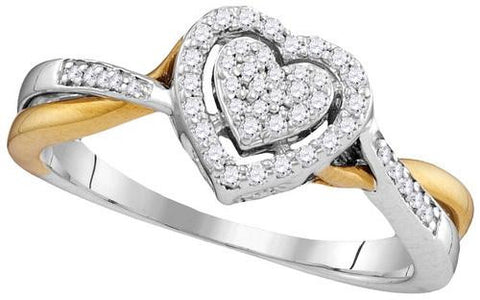 10KT White Gold Two Tone 0.21CTW DIAMOND HEART RING