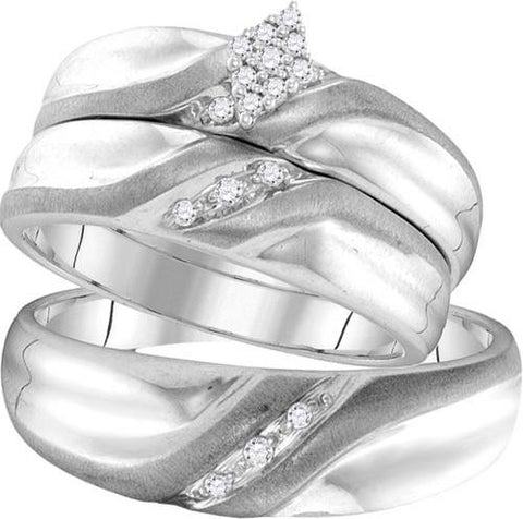 10KT White Gold 0.13CTW DIAMOND TRIO SET