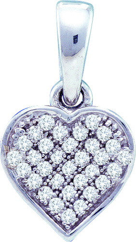 925 Sterling Silver White 0.10CTW DIAMOND HEART PENDANT