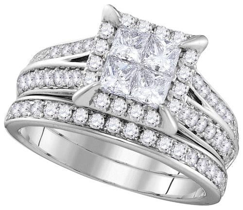 14KT White Gold 1.50CTW DIAMOND INVISIBLE BRIDAL SET