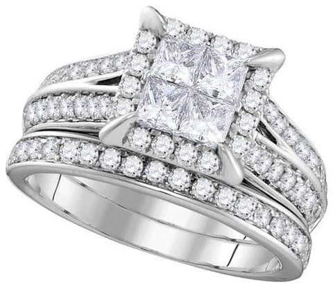 14KT White Gold 1.50CTW DIAMOND INVISIBLE BRIDAL SET