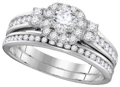 14KT White Gold 0.87CTW DIAMOND 0.32CT-CRD BRIDAL SET