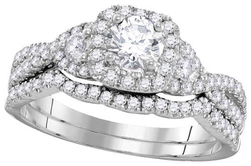 14KT White Gold 1.00CTW DIAMOND 0.33CT-CRD BRIDAL SET