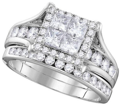 14KT White Gold 1.50CTW DIAMOND INVISIBLE BRIDAL SET