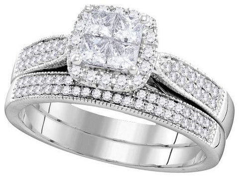 14KT White Gold 0.77CTW DIAMOND INVISIBLE BRIDAL SET