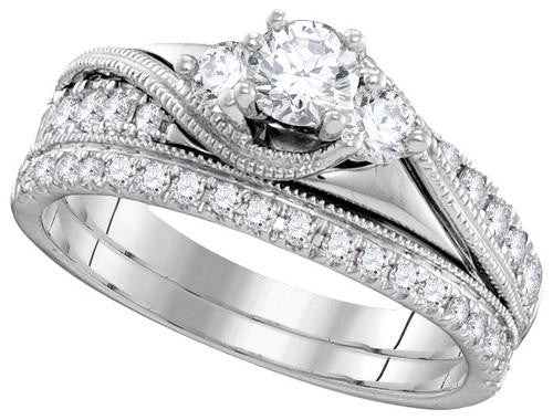 14KT White Gold 0.89CTW DIAMOND 0.33CT-CRD BRIDAL SET