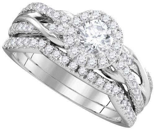 14KT White Gold 1.00CTW DIA 0.44CTW CRD BRIDAL SET