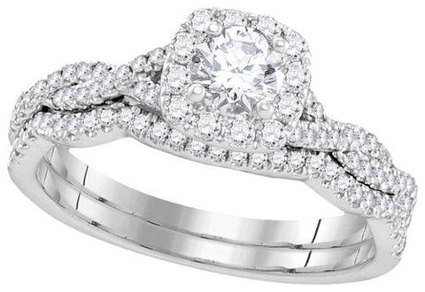 14KT White Gold 0.68CTW DIAMOND 0.25CT CENTER ROUNDD BRIDLA SET