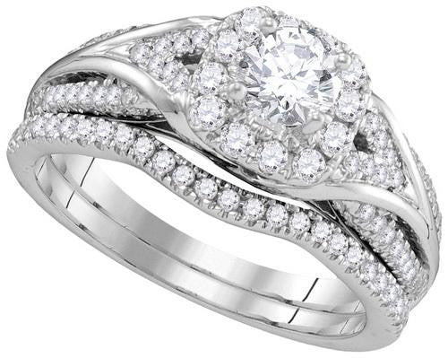 14KT White Gold 1.00CTW-Diamond 0.44CT-CRD BRIDAL SET