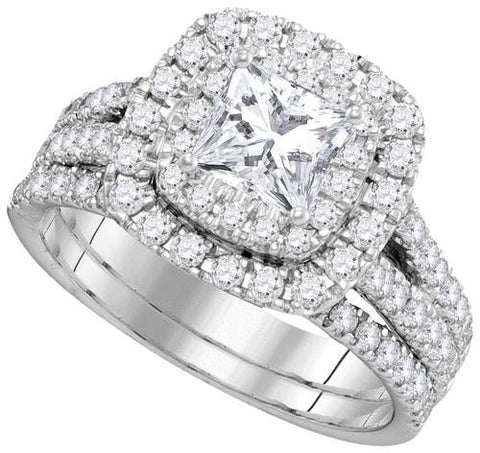 14KT White Gold 2.00CTW-Diamond 0.85CT-CPR BRIDAL SET