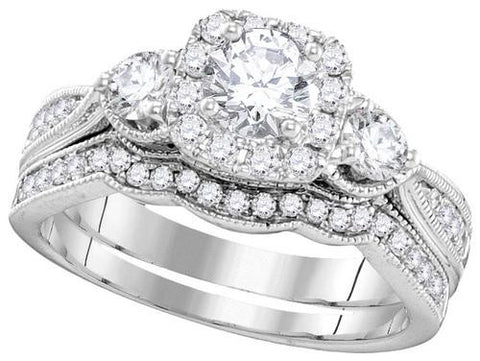 14KT White Gold 1.13CTW DIAMOND 0.42CT-CRD BRIDAL SET