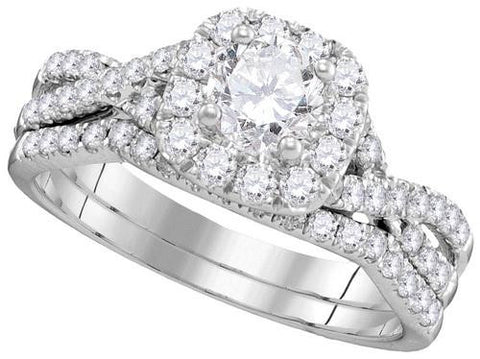 14KT White Gold 1.16CTW-Diamond 0.42CT-CRD BRIDAL SET