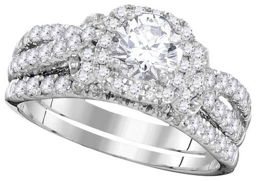 14KT White Gold 1.37CTW DIAMOND 0.64CT-CRD BRIDAL SET