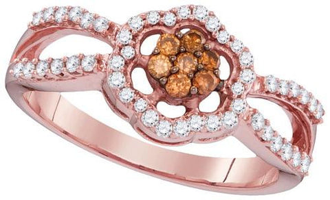 10KT Rose Gold 0.36CTW COGNAC DIAMOND FASHION RING