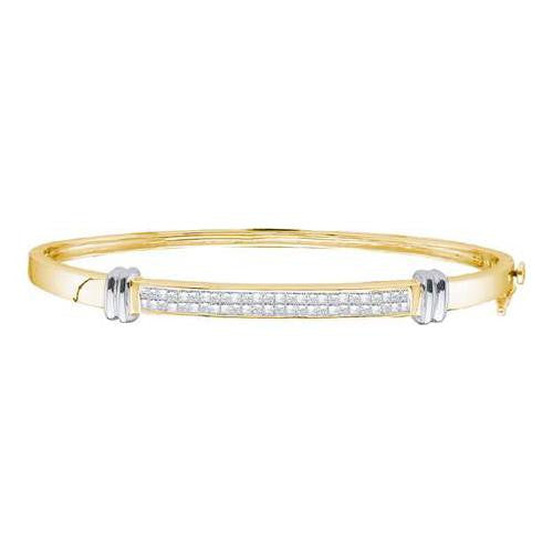 14KT Yellow Gold Two Tone 1.00CTW DIAMOND INVISIBLE BANGLE