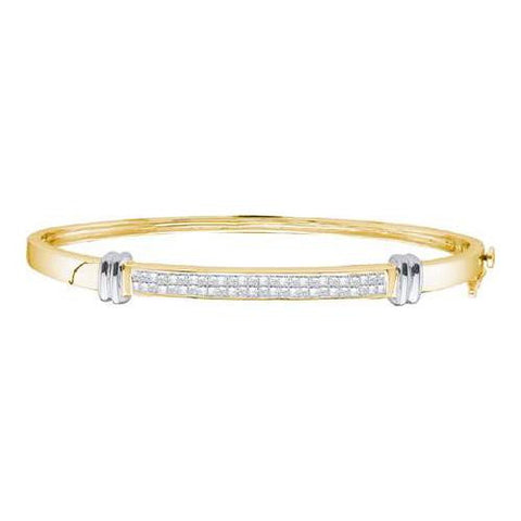 14KT Yellow Gold Two Tone 1.00CTW DIAMOND INVISIBLE BANGLE