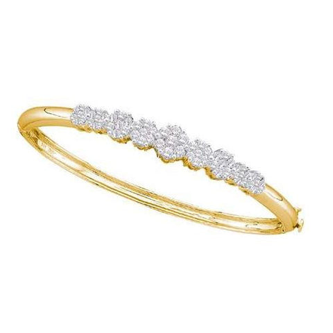 14KT Yellow Gold 2.00CTW DIAMOND FLOWER BANGLE