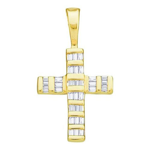 14K Yellow-Gold 0.25CTW  DIAMOND  LADIES CROSS PENDANT