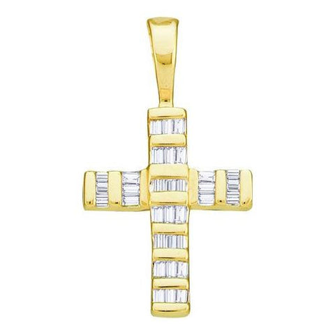 14K Yellow-Gold 0.25CTW  DIAMOND  LADIES CROSS PENDANT