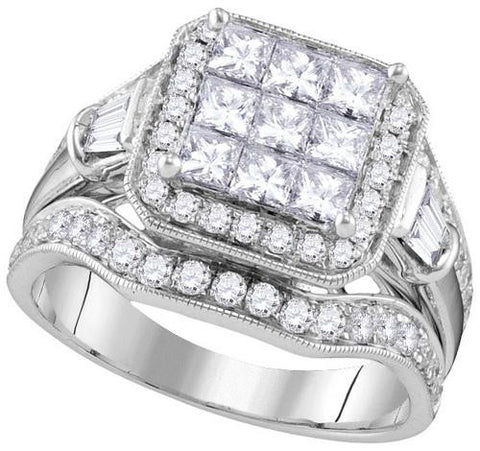 14KT White Gold 1.96CTW-Diamond INVISIBLE RING