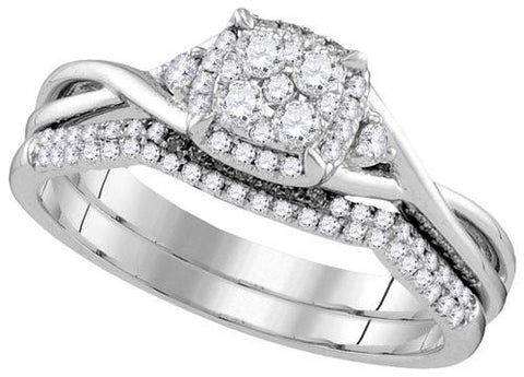 14KT White Gold 0.38CTW-Diamond FASHION BRIDAL SET