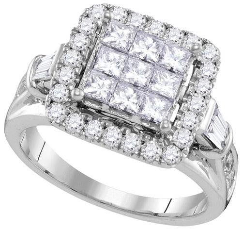 14KT White Gold 1.96CTW-Diamond INVISIBLE RING