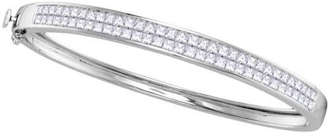 14KT White Gold 4.01CTW-Diamond INVISIBLE BANGLE